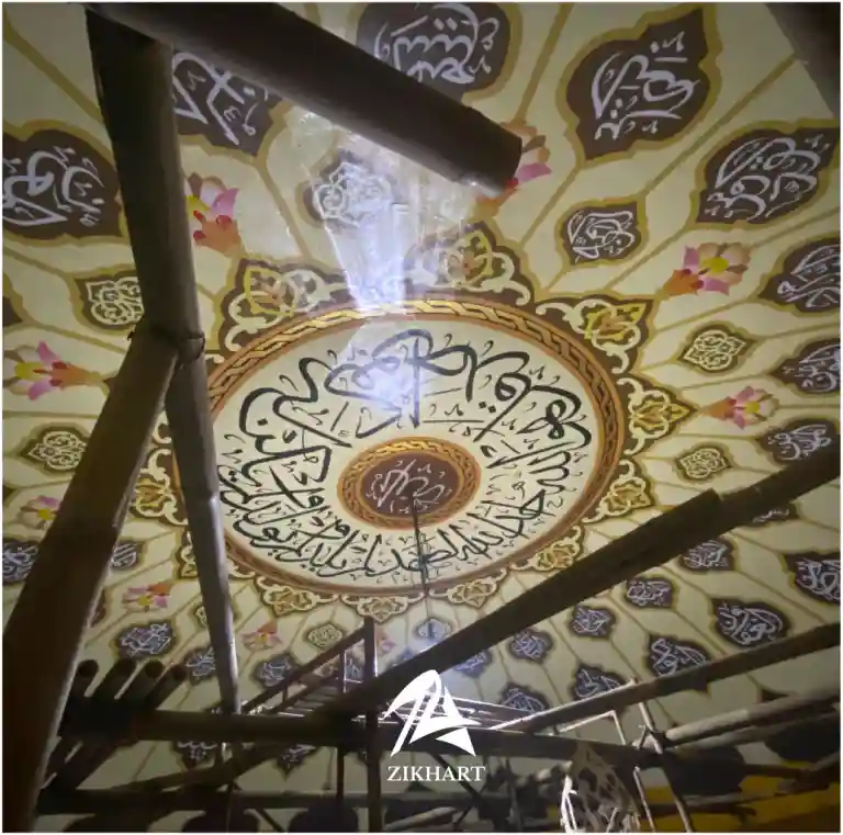 jasa kaligrafi kubah masjid mewah nuansa coklat